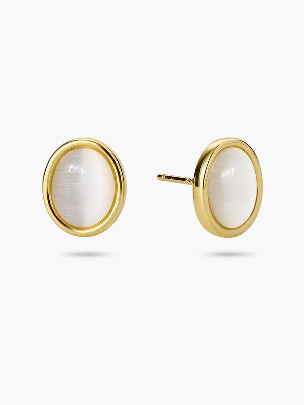 Classical Oval Cat's Eye Stud Earrings