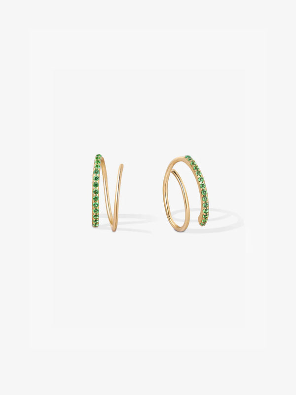 Half Pave Double Hoops - Hoop Earrings - OOTDY