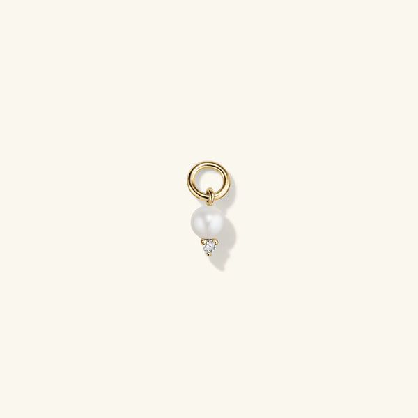 Single Diamond and Pearl Hoop Charm - - OOTDY