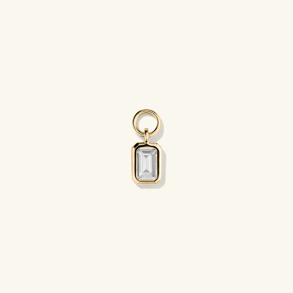 Single Emerald Cut Gemstone Hoop Charm - Hoop Charm - OOTDY