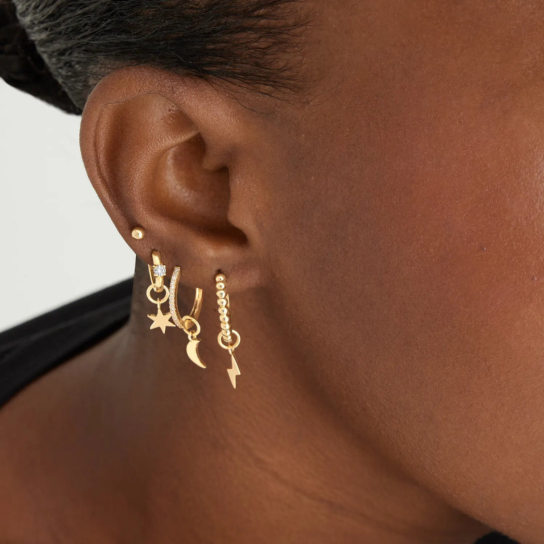 Single Lightning Bolt Hoop Charm - - OOTDY