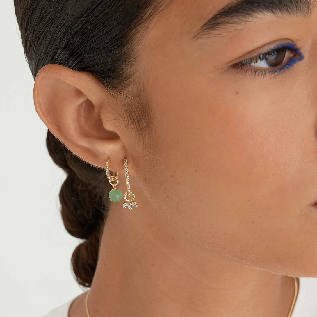 Single Gemstone Sphere Hoop Charm - Hoop Charm - OOTDY