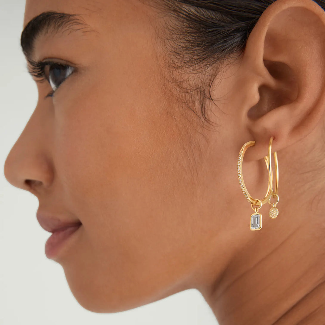 Single Pavé Diamond Round Hoop Charm - Hoop Charm - OOTDY