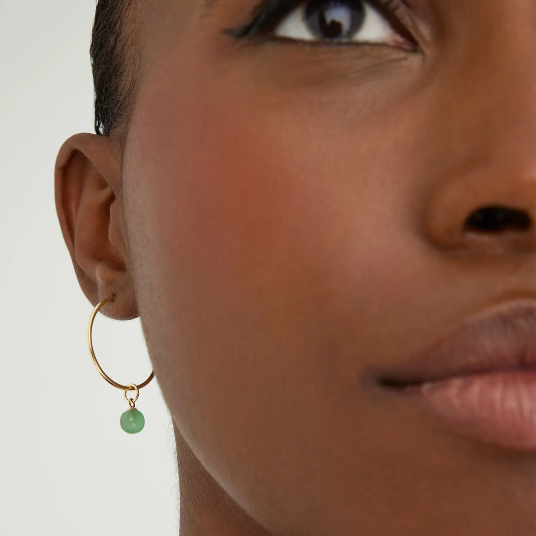 Single Gemstone Sphere Hoop Charm - Hoop Charm - OOTDY