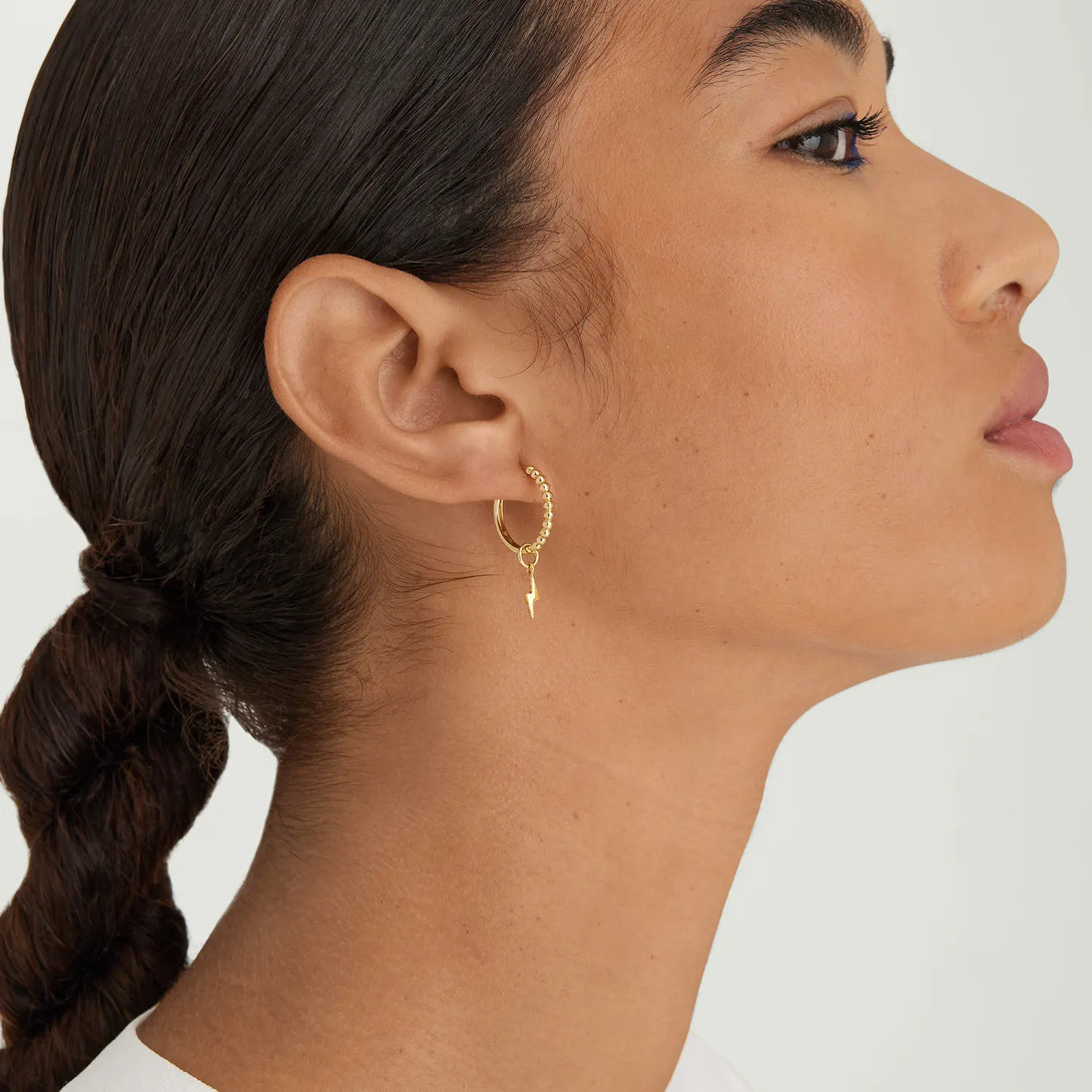 Single Lightning Bolt Hoop Charm - - OOTDY