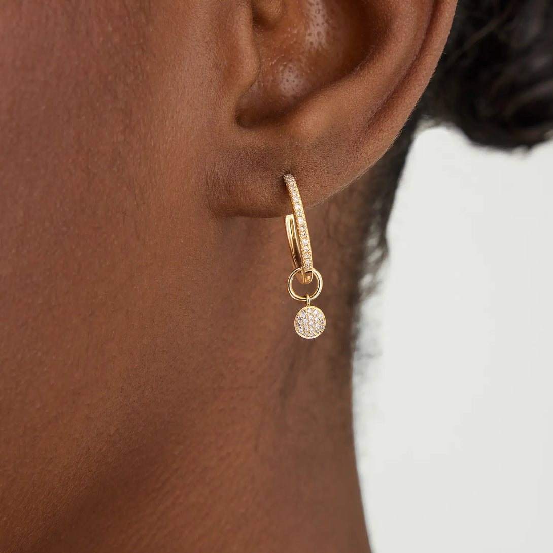 Single Pavé Diamond Round Hoop Charm - Hoop Charm - OOTDY