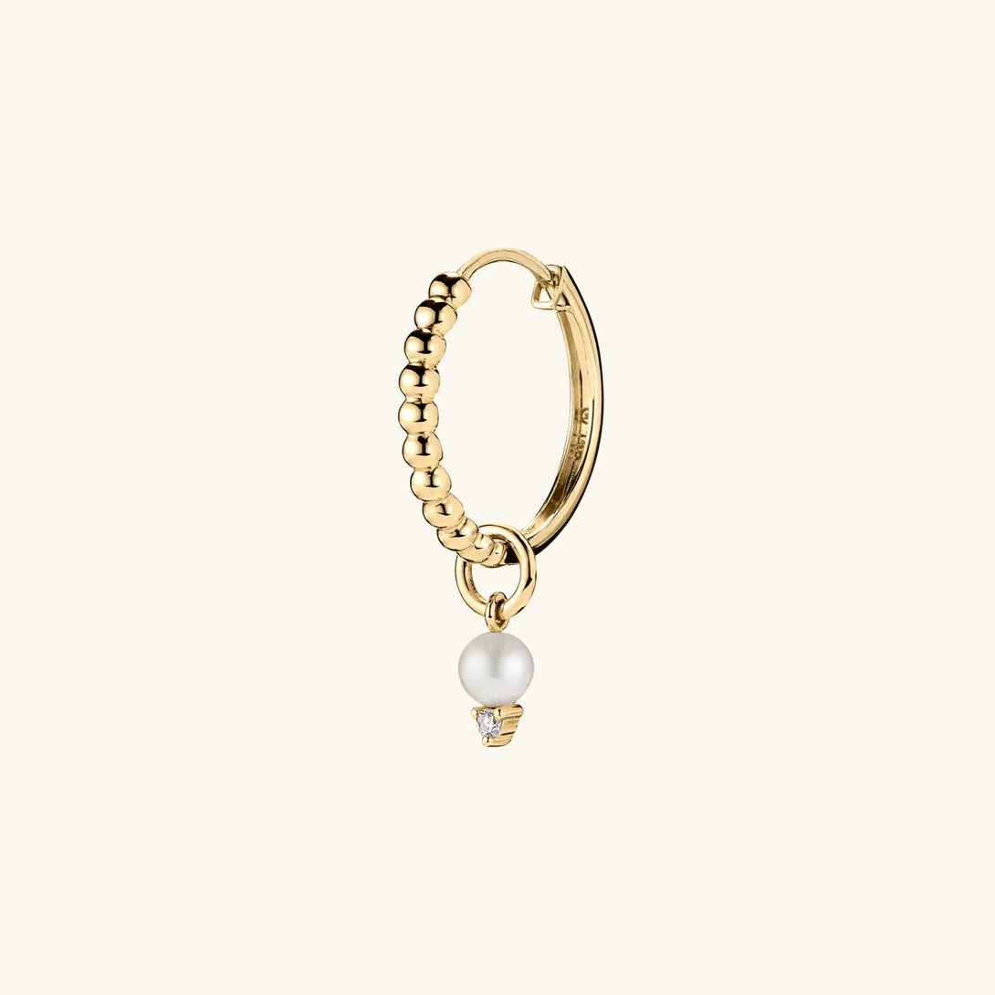 Single Diamond and Pearl Hoop Charm - Hoop Charm - OOTDY