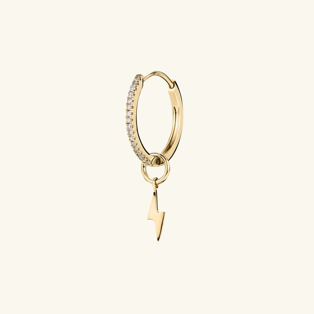 Single Lightning Bolt Hoop Charm - - OOTDY