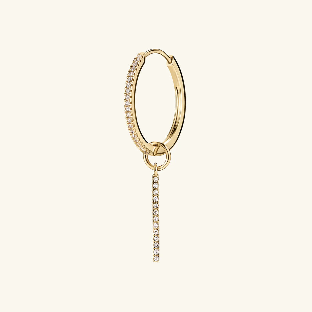 Single Pavé Diamond Bar Hoop Charm - - OOTDY