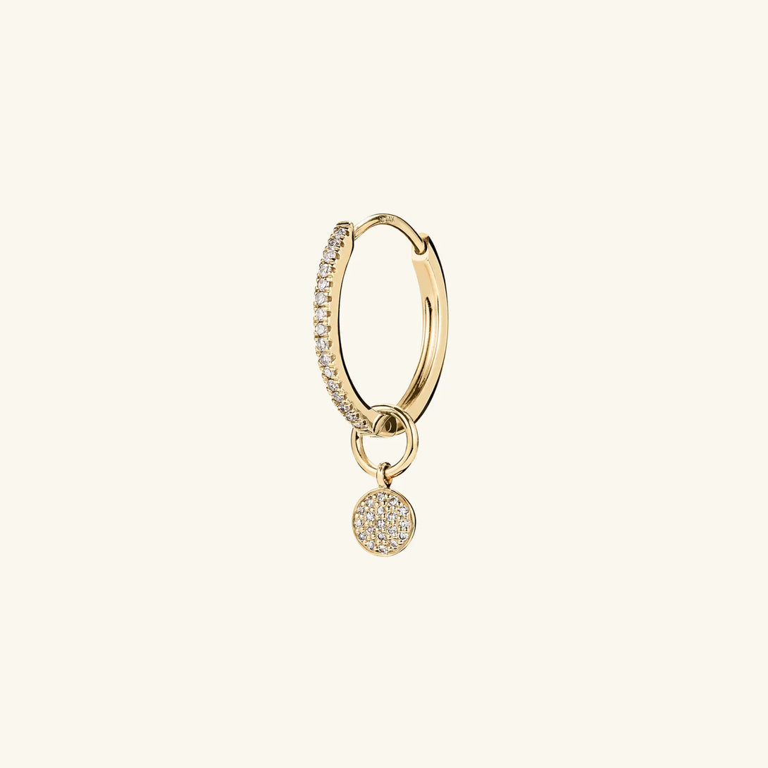 Single Pavé Diamond Round Hoop Charm - Hoop Charm - OOTDY