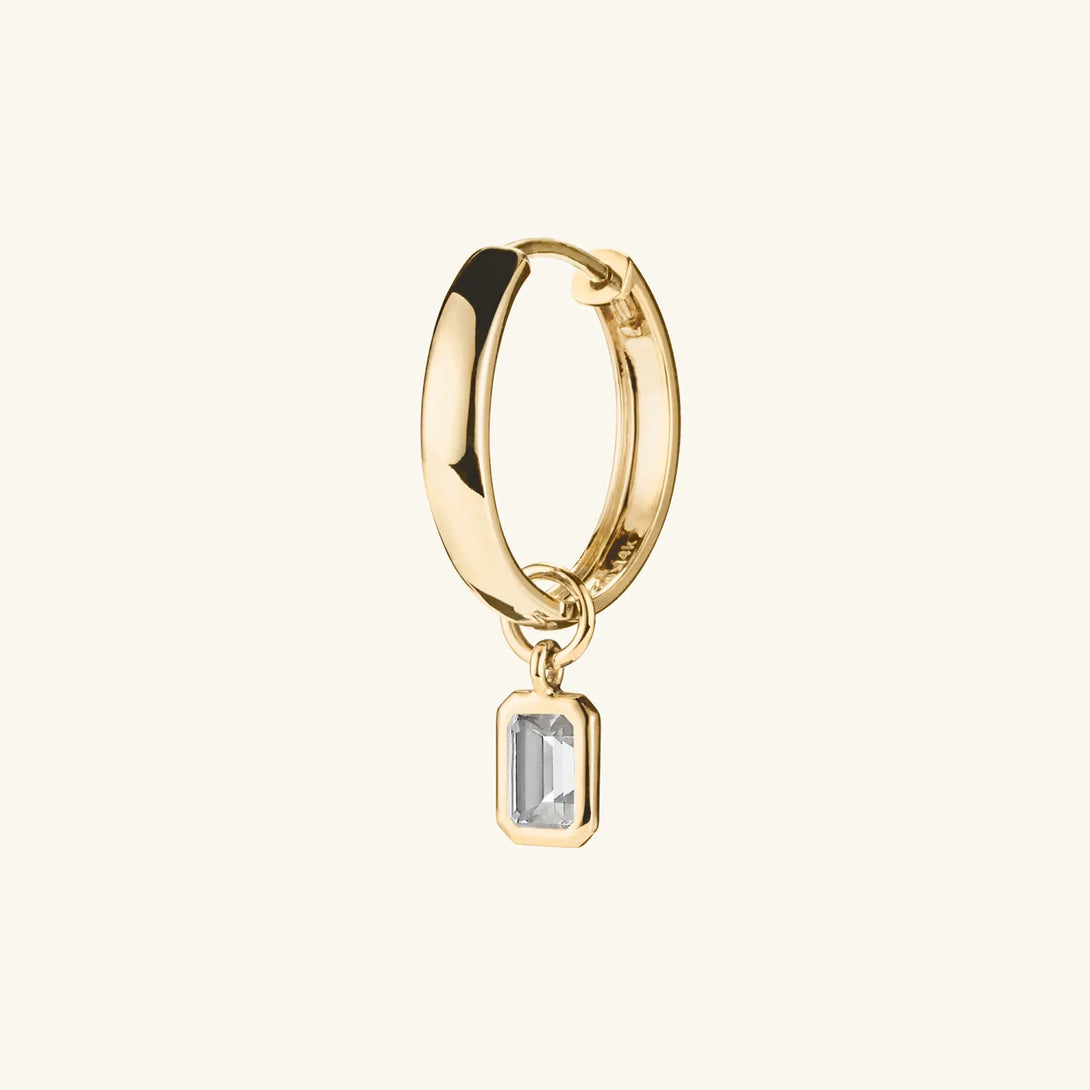 Single Emerald Cut Gemstone Hoop Charm - Hoop Charm - OOTDY