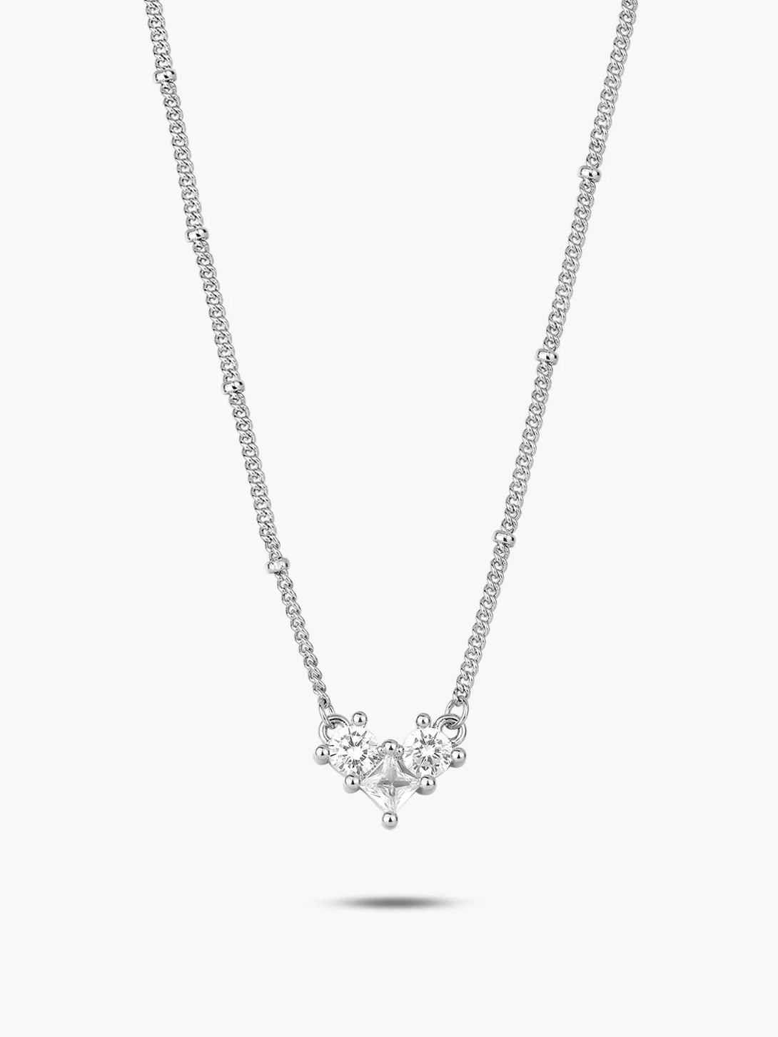 Delicate Heart Cubic Zirconia Pendant Bobble Necklace - OOTDY